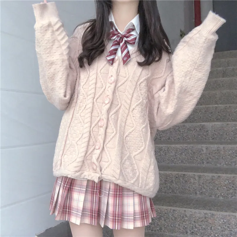 Зимние Для женщин вязаный свитер кардиганы осень японский стиль Mori Girl преппи вязаные свитеры подходящие ко всему туфли однобортное пальто джемпер верхняя одежда