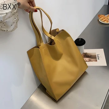 

[BXX] PU Leather Bags For Women 2020 Spring Luxury Simple Shoulder Handbags Female High Capacity Travel Fashion Hand Bag HN157