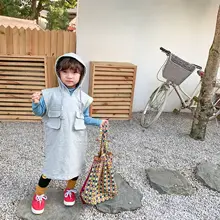 Новое Стильное платье с капюшоном для девочек модные весенние платья для маленьких девочек детская одежда 2-8 лет