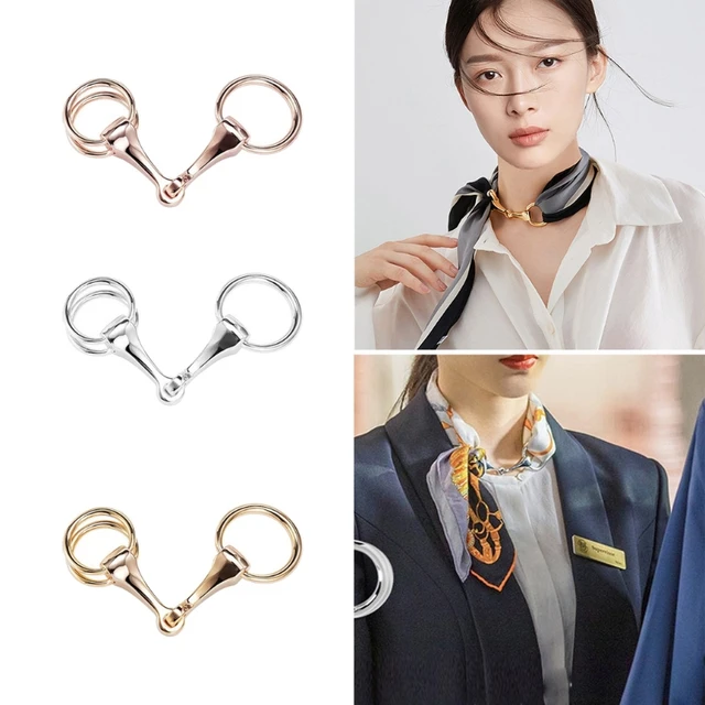 Wholesale Fashion 2023 alloy double circle scarf ring buckle Gold plated  Silk Clip Women Scarves Buckle Jewelry foulard hijab buckle From  m.