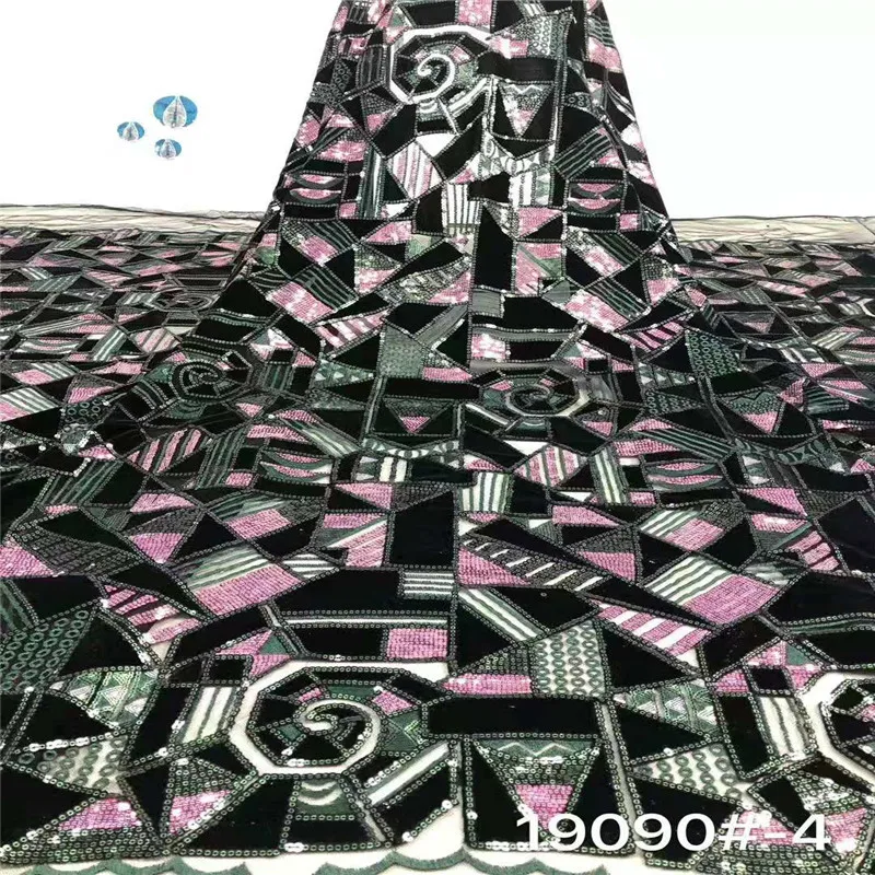 

Latest Green Latest African Velvet Lace Fabrics High Quality 2020 Nigerian Lace Fabric with Sequins Sequence Lace for Women Dres