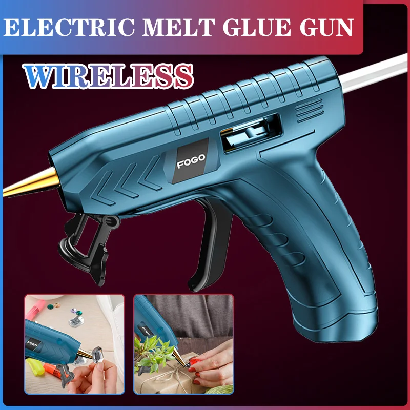 Batería de litio de 220V pistola de pegamento de fusión en caliente inalámbrico hogar recargable con 10 uds 7x150mm pegamento DIY herramienta de reparación