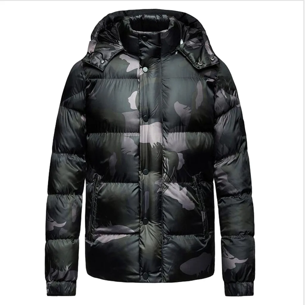 Army green Мужские зимние толстовки на молнии, пуховые пальто, теплый спортивный костюм, Повседневная Верхняя одежда с длинным рукавом, пальто, светильник на утином пуху, зимнее тонкое пальто# g45 - Цвет: Army green
