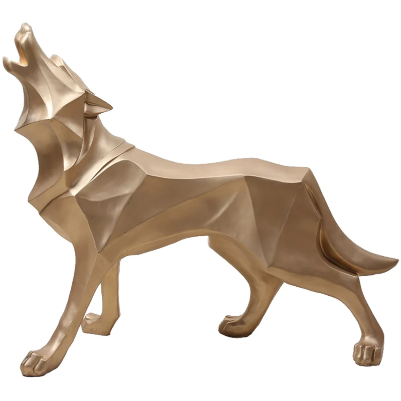 Abstract Totem Wolf Dog Statue Sculpture Geometric Resin Furnishing Home Decoration Accessories Modern Ornament Gifts Crafts Gol | Дом и сад