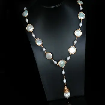 

SINZRY hot sale handmade goegous baroque pearl long sweater pendant necklace band female dress jewelry accessory