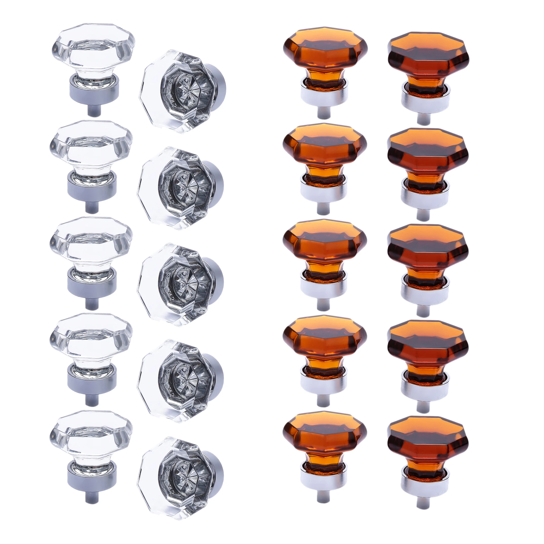 

10PCS 35mm Crystal Octagon Knobs Glass Cabinet Knobs Drawer Pulls Handle for Home, Cabinet, Cupboard and Dresser