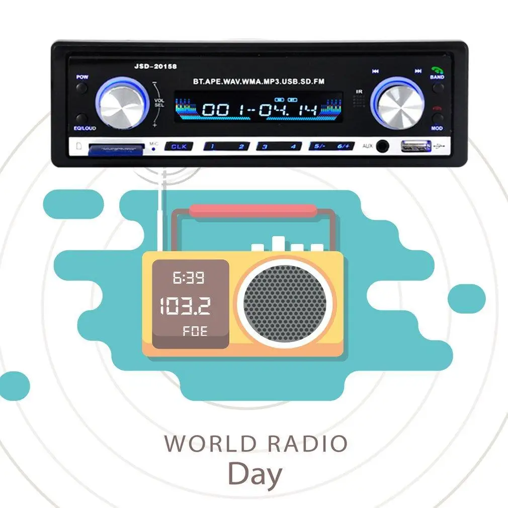 Автомобильный стерео радио Bluetooth In-dash головное устройство плеер FM MP3/USB/SD/AUX JSD