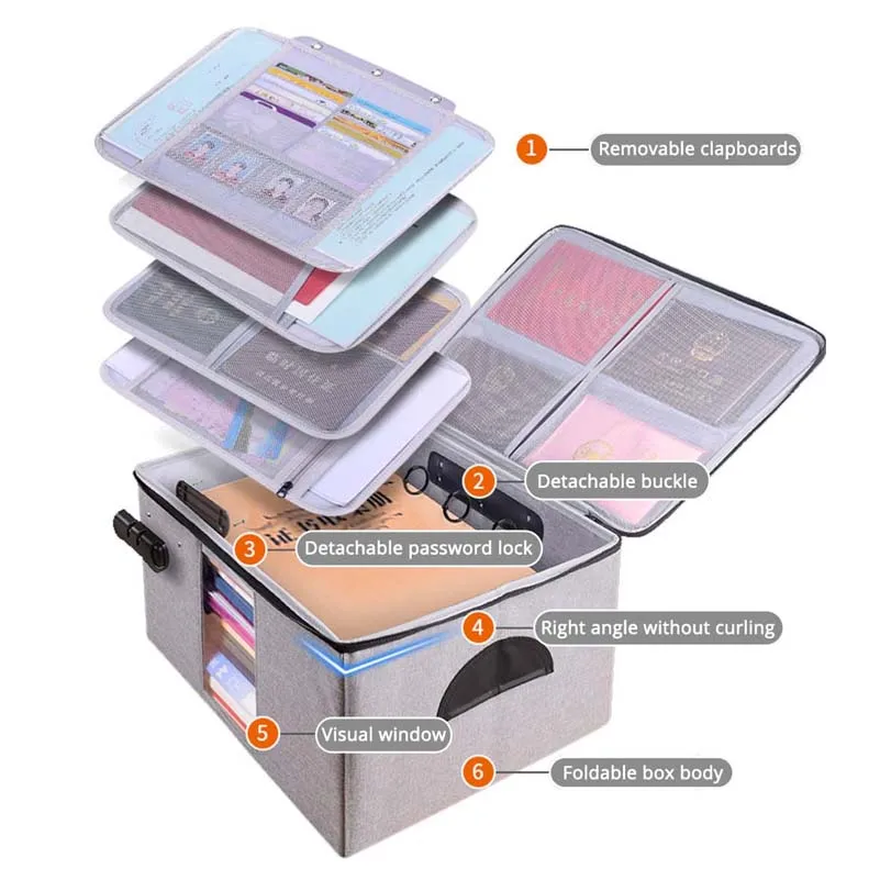 US $43.85 Hard Foldable Detachable Document Storage Bag Box Multifunction File Box Bag High Quality Large Capacity Document Orgnizer