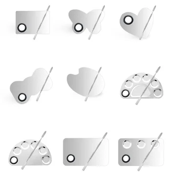 

1 Set Stainless Steel Nail Color Palette False UV Gel Nail Polish Tips Display Board Pigment Spatula Foundation Showing Shelf