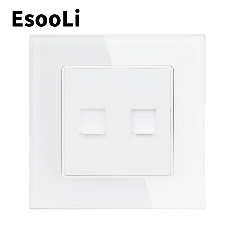 EsooLi белая роскошная хрустальная стеклянная панель 1 банда RJ11 Телефон с RJ45