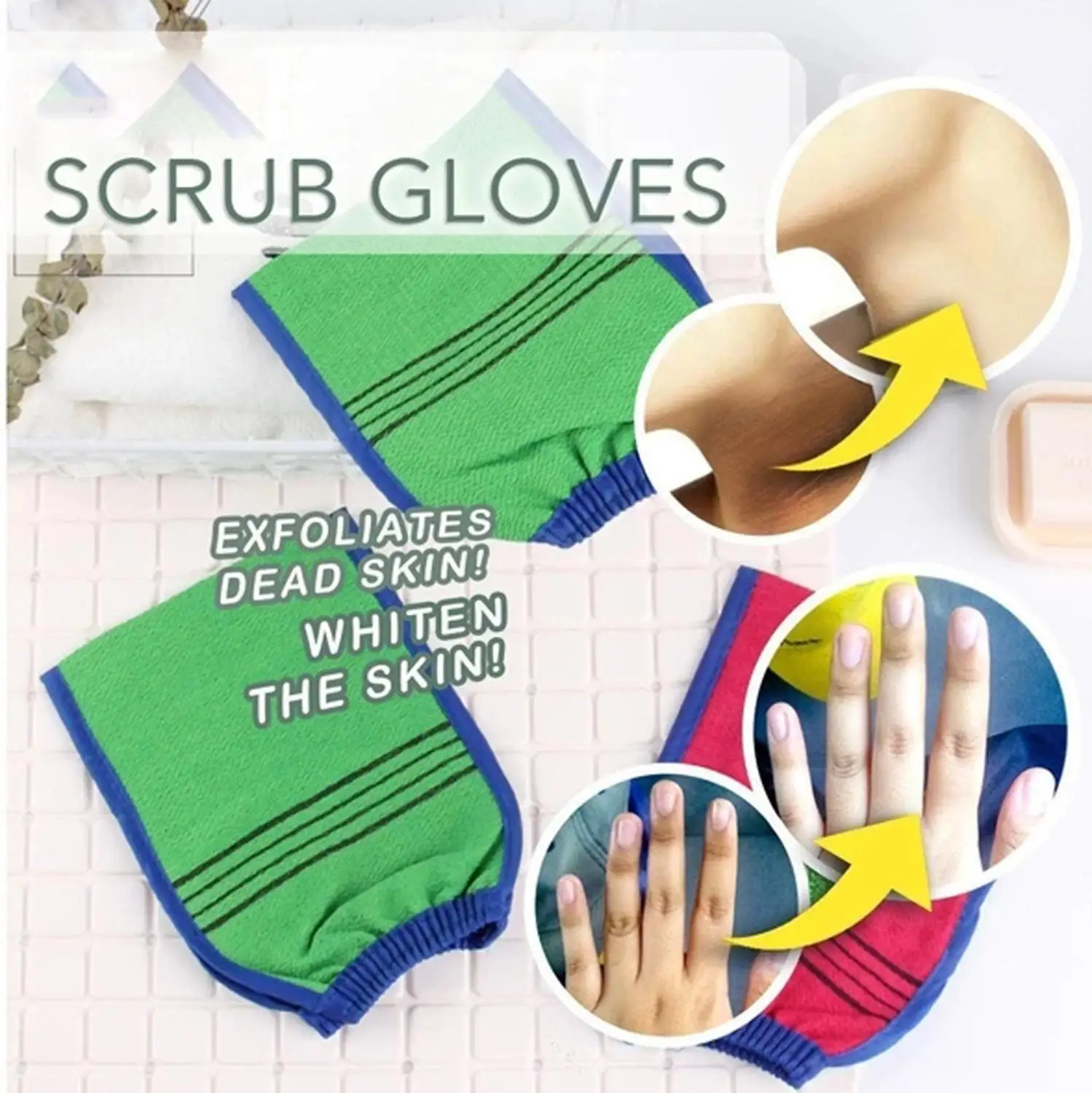 

Fingerless Gloves Exfoliating Body Scrub Gloves Shower Bath Mitt Loofah Skin Massage Sponge Spa Gloves Handschoenen #2B23