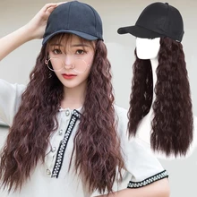 MUMUPI синтетические высокотемпературные волосы для наращивания Длинные волны воды со шляпой интегрированный парик подходящие вечерние парики для модных женщин