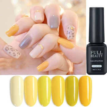 

6ml Yellow Series Nail Art Polish Phototherapy Gel Varnish Environmentally Friendly Nail Glue UV Manicure Decoration JISM01-06