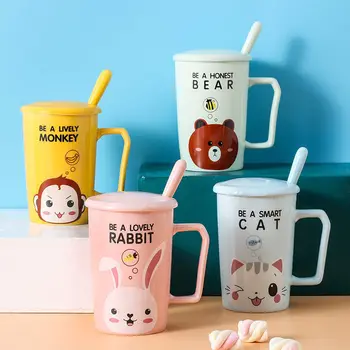 

Cup Female Student Korean Version of Cute Girl Heart Ceramic Cup Household Tea Cup Water Cup Male Couple Mug with Lid Spoon