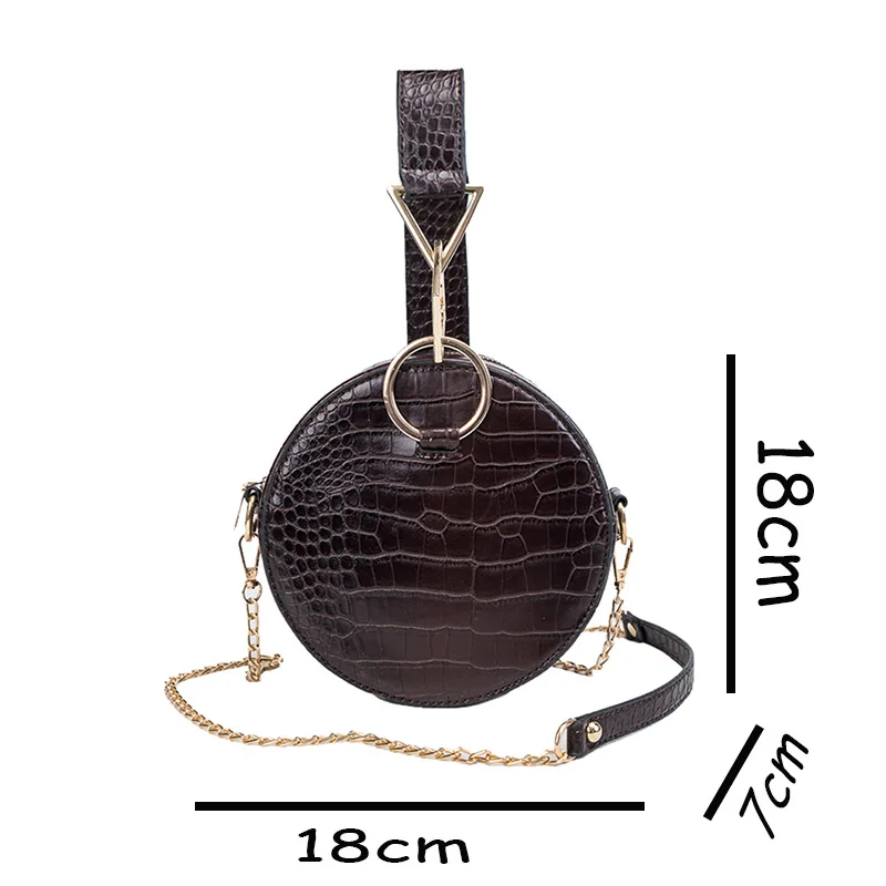  Crocodile Leather Round Bag Women Shoulder Bags Crossbody Bags for Women 2019 Evening Wrist Bag Cir - 32962523518