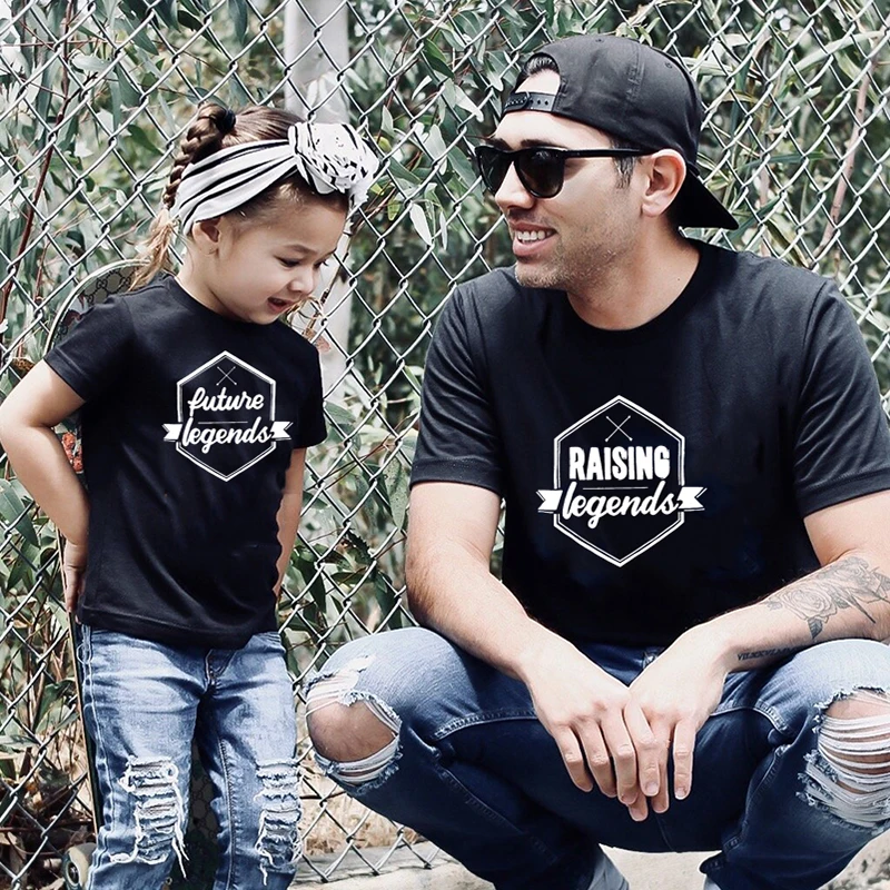 Daddy and Me Shirts Matching Dad TShirts Father Son Daughter Shirts Raising Legends Future Legend Family Look T Shirt Tops Tee