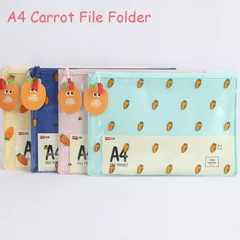 

Sharkbang New Carrot A4 File Folder Big Capacity Cute File Pocket Document Organizer Holder Storage Bag School Office Stationery