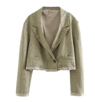 

2020 women vintage patchwork leisure blazer notched collar female chic long sleeve stylish casual outwear brand coat tops