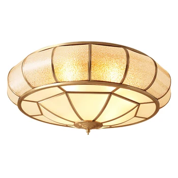 

American Style Copper Ceiling Lamp Living Room Dining Room Light Bedroom Study Room Light Retro Led Ceiling Lamp