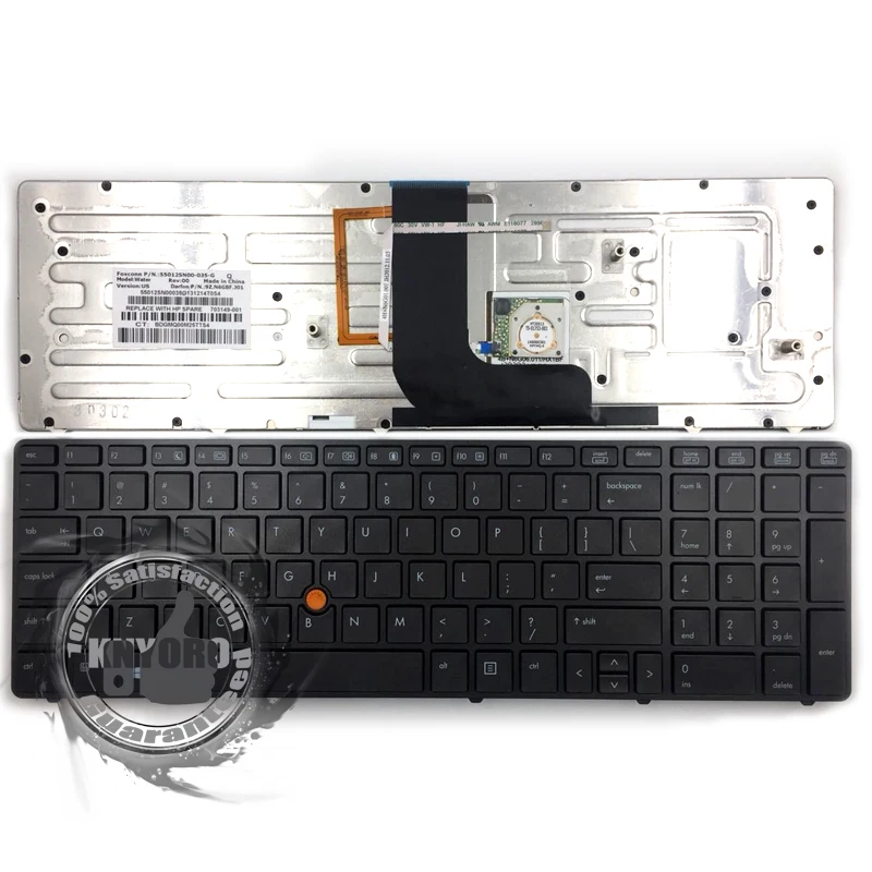 Новинка для hp EliteBook 8560 Вт 8570 Вт 8760 Вт 877 Вт английская раскладка клавиатуры с подсветкой указательный стержень черного цвета - Цвет: NEW