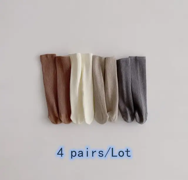 4 Pairs/lot New Baby Girls Socks Long Socks Kids Knee Length Soft Cotton Baby Socks Kids 0-8 Years Knee High Socks 4 pairs1 FG202