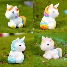 Маленькие Мини фигурки единорога миниатюрные сказочные садовые орнаменты микро Ландшафтный Террариум газон украшение цветочный горшок аксессуары