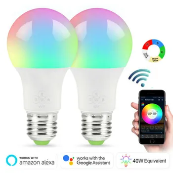 

Smart Bulb E27 Dimmable Wifi LED Light Smart WiFi Light Bulb Wake-Up Lights App Operate Alexa Google Assistant Control