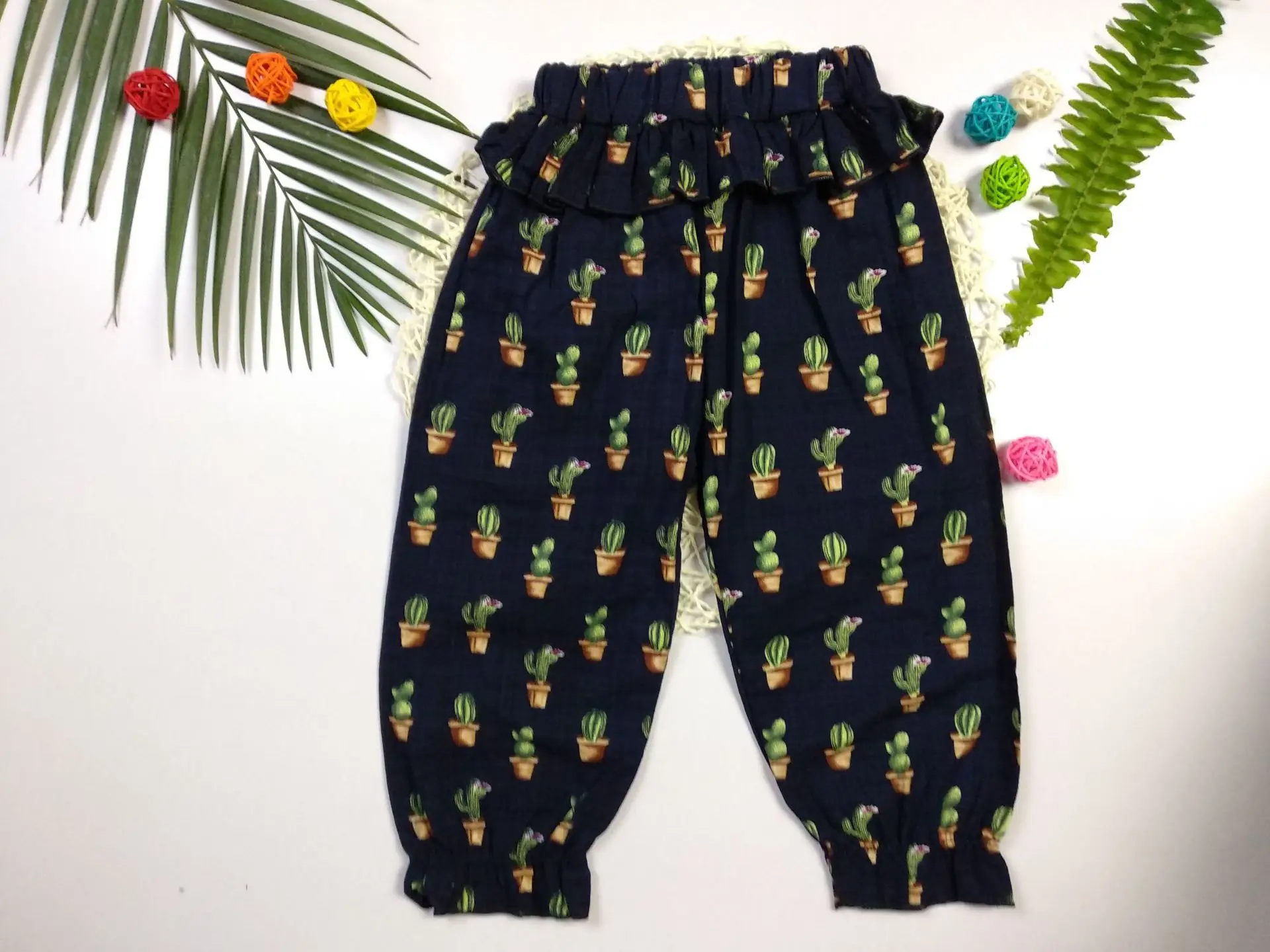 

2019 Summer Hot Selling Girls Casual Pants Children Anti Mosquito Pants Cactus Printed Europe And America Childrenswear