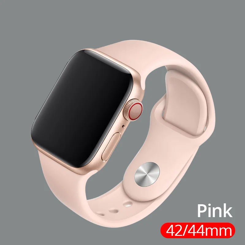 PZOZ мягкий силиконовый сменный спортивный ремешок для Apple Watch серии 1 2 3 4 5 42 мм 44 мм браслет на запястье ремешок для iWatch 38 мм 40 мм - Цвет: 42 44mm Pink