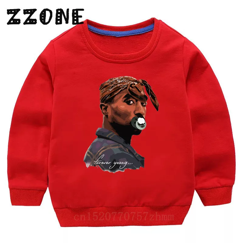 Детские толстовки с капюшоном дети Тупак», «2pac в стиле «хип-хоп» Толстовки в стиле "SWAG" для малышей, хлопковые пуловеры топы для девочек Осенняя Одежда для мальчиков, KYT287 - Цвет: 287B-Red