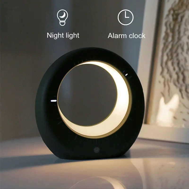 Sensor de Toque Luz da Noite Multi-função Digital Despertador Escurecimento Usb Carregamento Cabeceira Wake Luz Led Lua 3 Multi função led lua digital despertador luz