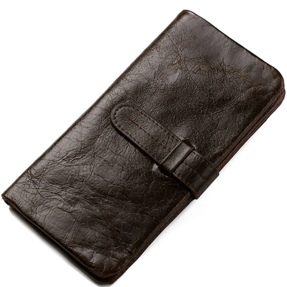 

Vintage Large Capacity Genuine Leather Men Wallet Money Bag Male Card Holder Business Coin Purse Long Handbags Men's Clutch Bag