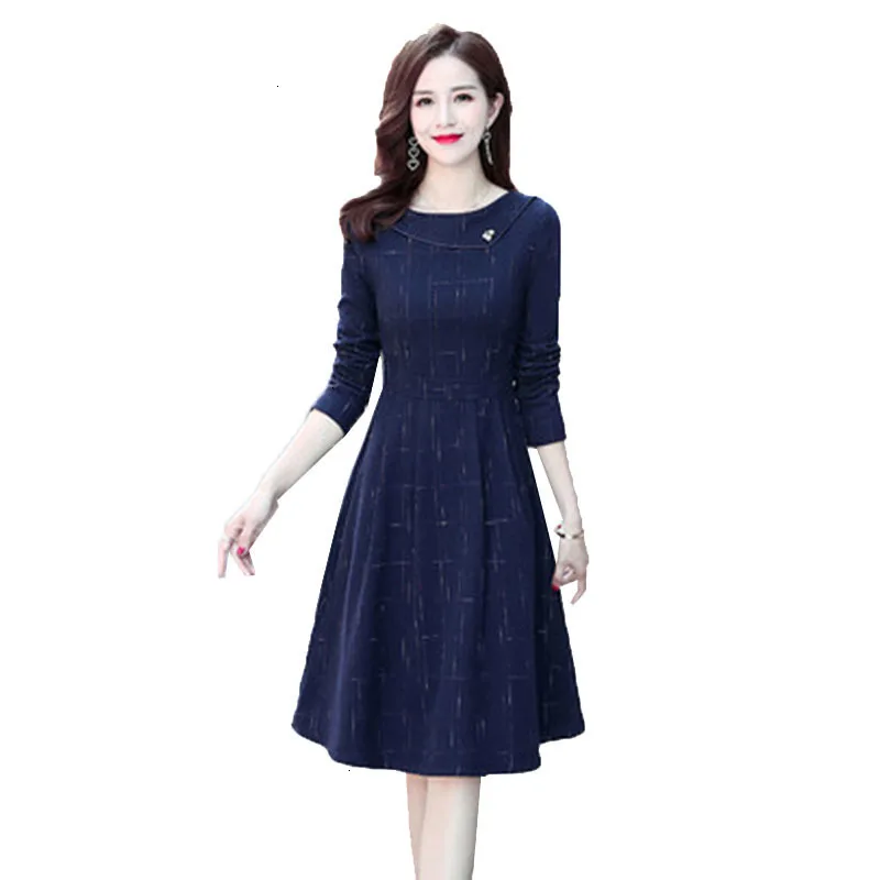 

New Autumn Women Dress Fashion 2019 Cotton Long Sleeve Dress Long Female Dress Elegant Slim fit Plus Size Dresses Vestidos 3XL