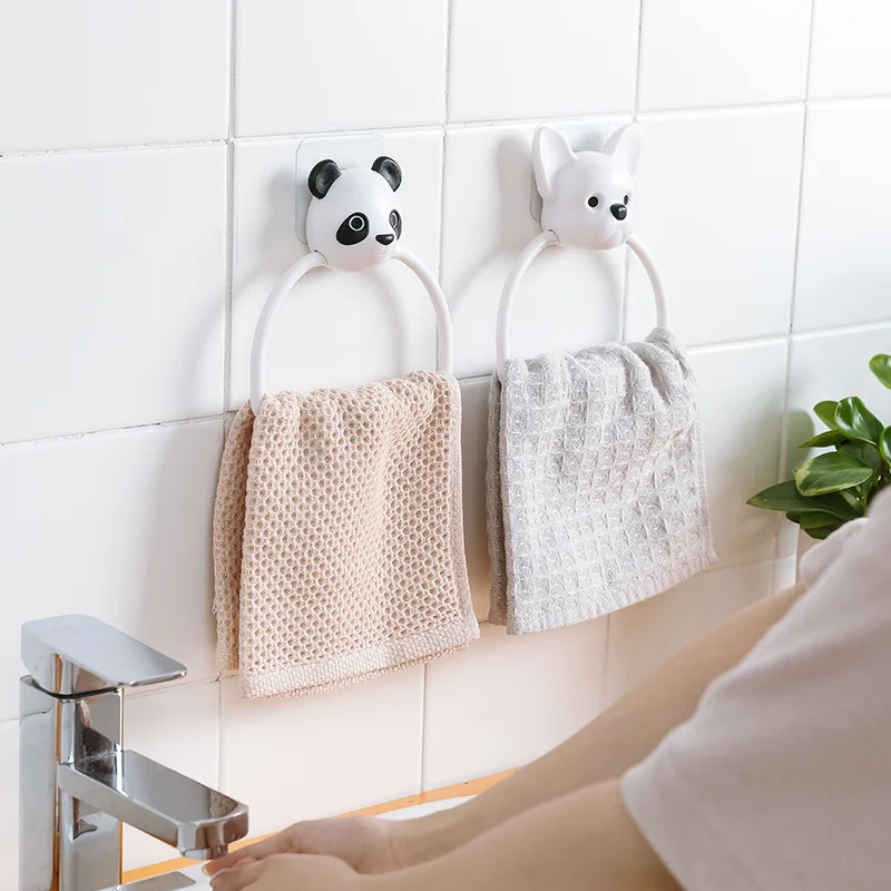 Cartoon Children Towel Rack Ring Wall-mounted Bathroom Toilet Child ...