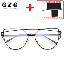 Хит, новейшая оправа для очков в стиле кошачьи глаза, женские брендовые дизайнерские очки с двумя лучами, металлическая оправа для очков, прозрачные модные очки, Прямая поставка