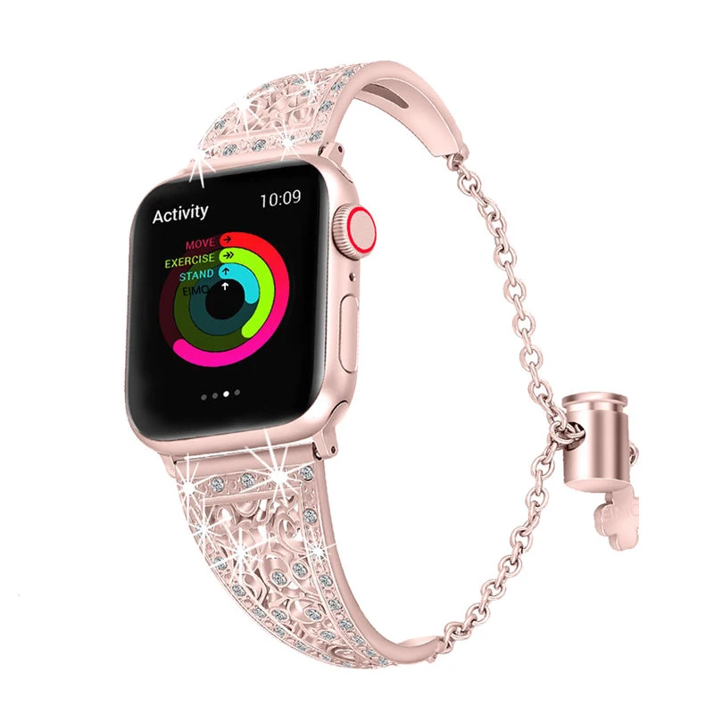 Women/Girls Diamond Strap For Apple watch 6 se 5 4 band 44mm 40mm stainless Steel belt watchband iwatch 3 42mm correa 38mm | Наручные