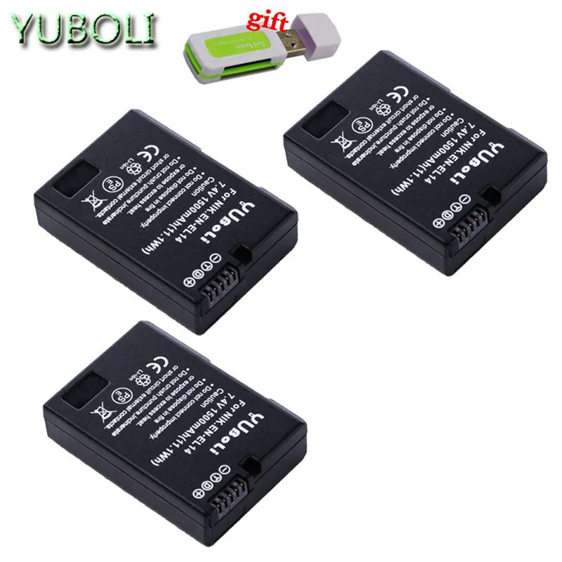 Декодировать bateria EN-EL14 EN-EL14a ENEL14 RU EL14 EL14a Батарея для Nikon D3100 D3200 D3300 D5100 D5200 D5300 P7000 P7100 - Цвет: 3battery