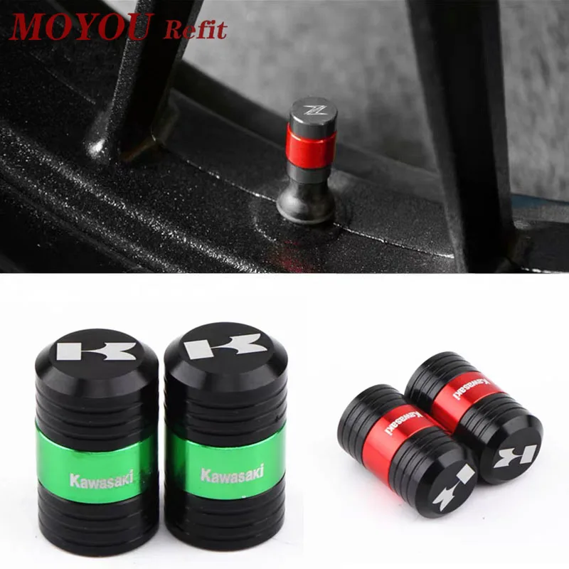 WithLOGOKAWASAKIMOTORCYCLEAluminumWheelTireValvecapsFor