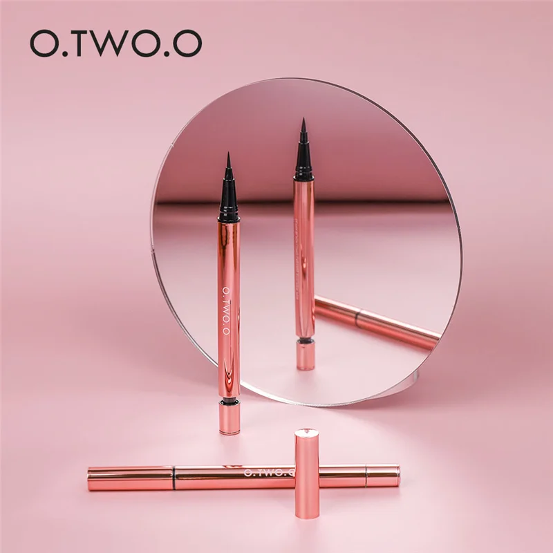 2020 New O.TWO.O Ink Color Waterproof Eyeliner Liquid Pen Long Lasting Rose Gold Design Black Brown Eye Liner Pen Makeup