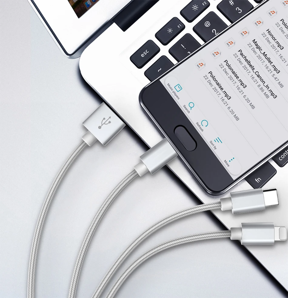 ROCK Быстрая зарядка USB кабель 3 в 1 для iPhone 11 XS X 8 7 6 Micro usb type C мобильный телефон Android шнур для samsung Xiaomi redmi