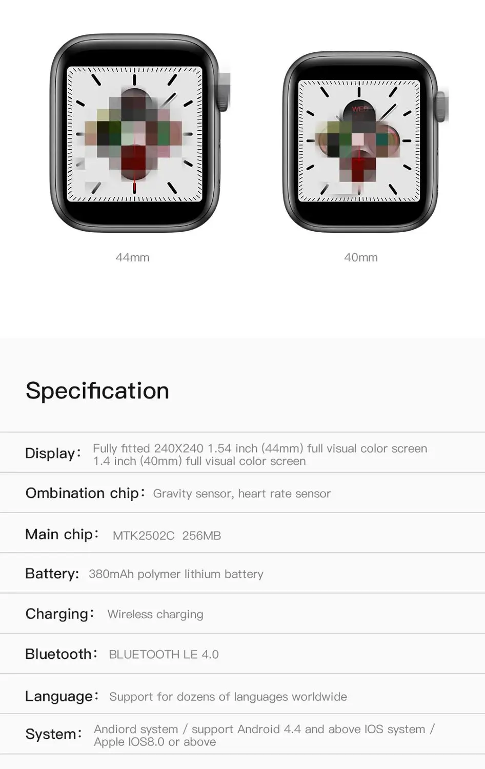  Smart Watch IWO 12 Smartwatch Series 5 IWO12 1:1 ECG Heart Rate Wireless Charging for Iphone Androi - 4000252742069