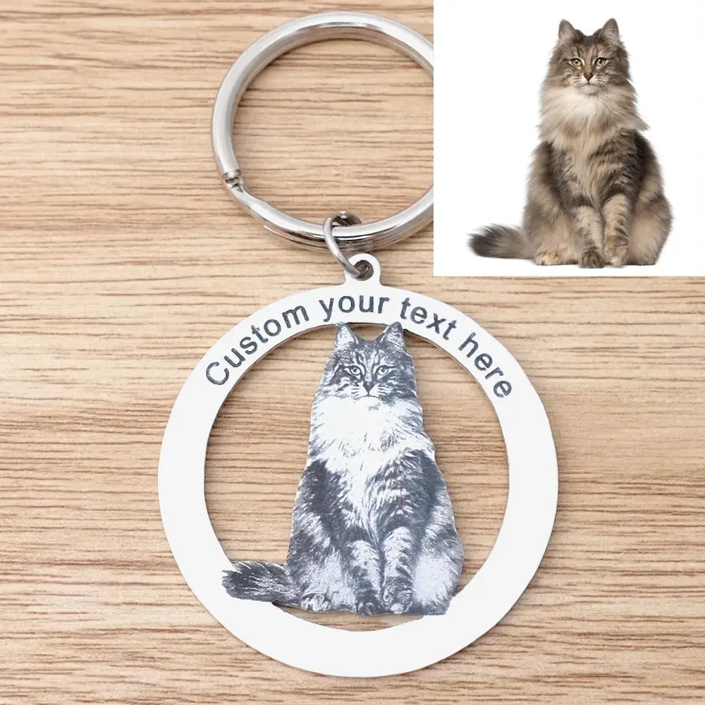 

Personalized Pet Photo Keychain,Custom Cat Keychain,Custom Dog Keychain,Cat Photo Keychain,Picture Keyring,Cat Lover Gifts