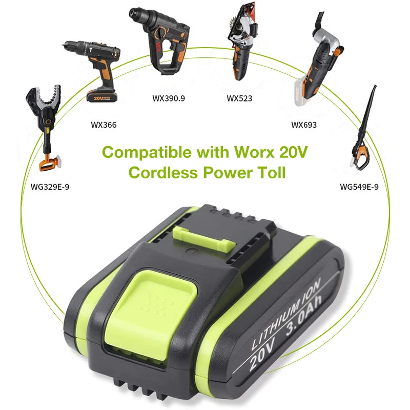 Batteria 20V 3000mAh Li-Ion Joiry - Ricambio Per WA3553, WR142E, M700 E Altri Modelli - Foto 11