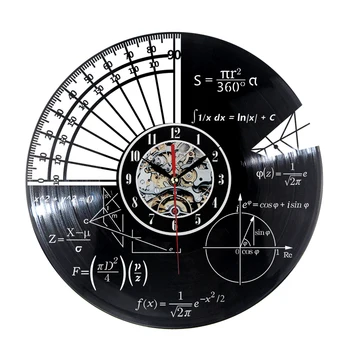 

Record Vinyl Wall Clock Math Equations and Notations Mathematics Chalkboard Geek Vinyl Wall Clock for School Classroom Decor