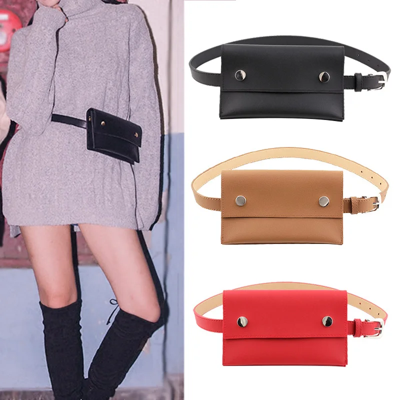 

Fashion Women PU Leather Waist Belt Pack Solid Color Ladies Luxury Designer Bags Phone Travel Belt Wallets Crossbody Fanny Bags