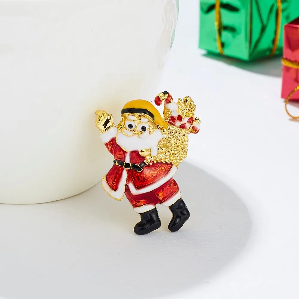 Рождественская Новогодняя брошь "Снеговик" со стразами, эмалированные броши, корсаж, подарки, банкетные булавки, украшения для свитера, значок, рождественское ювелирное изделие