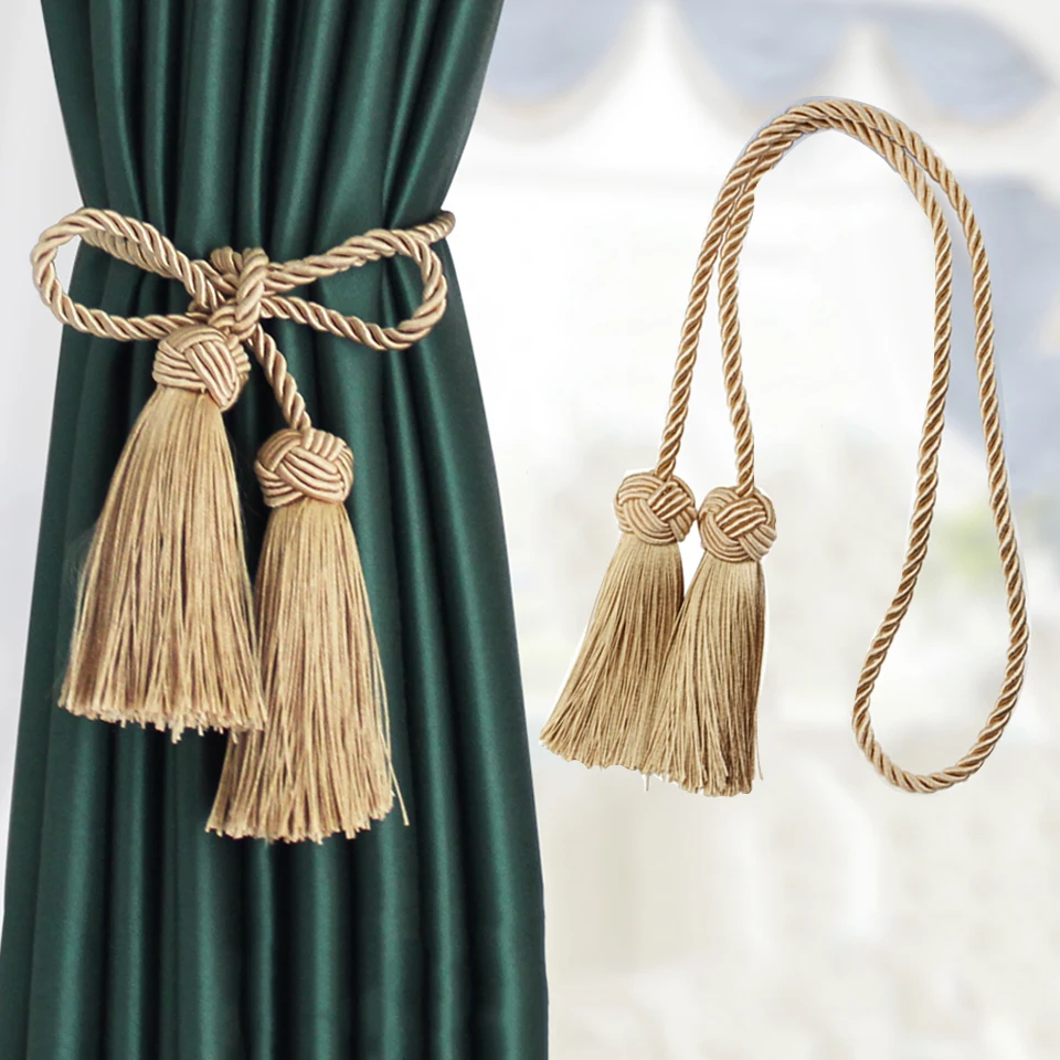 Fermatenda Eleganti In Corda Con Nappe, Colore Beige. Questi Lacci Regolabili Tengono Le Tende In Ordine Con Stile. Perfetti Per Qualsiasi Tipo Di Arredamento, Facili Da Installare E Rimuovere. - 4