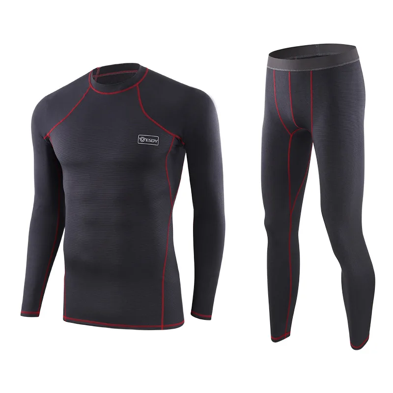 Зимнее термобелье, костюм для мужчин и женщин, теплый дышащий Спортивный Тактический комплект нижнего белья для мужчин, эластичные быстросохнущие кальсоны AF158 - Цвет: Black
