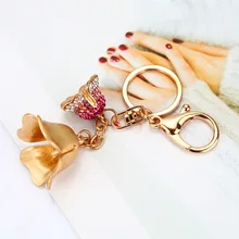 Искусственный ромбовидный колокол цветок автомобильный брелок Женская Южная Корея креативная Милая женская сумка Подвеска Брелок Круг подвесное украшение