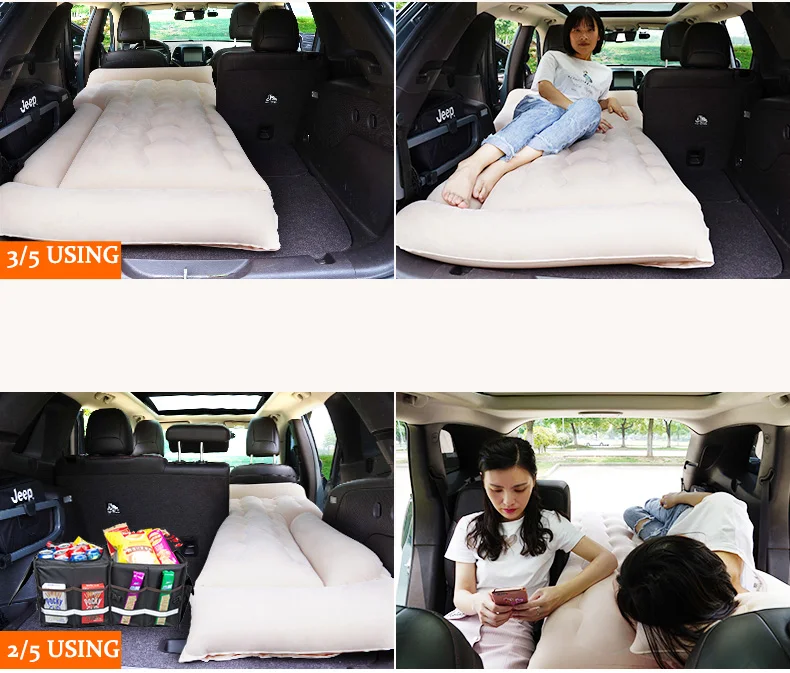 JASSE Car Travel Inflatable Mattress Air Bed Cushion Camping Universal SUV Extended Air Couch with Two Air Pillows 19Y01001